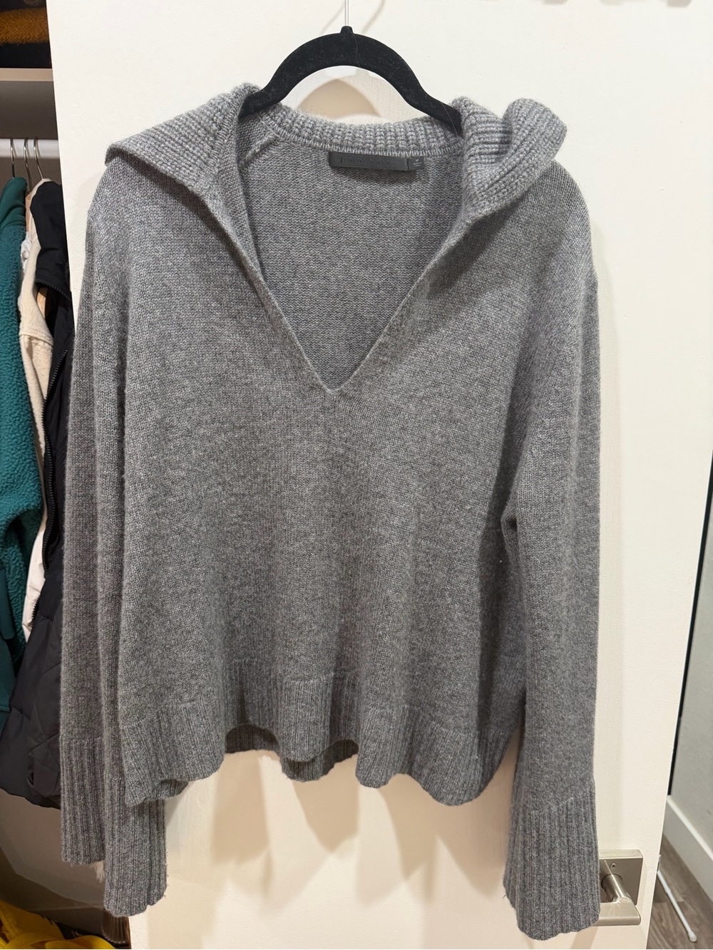 Jenni Kayne Gray V-Neck Hooded Sweater